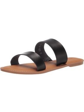 Amazon Essentials Black Double Strap Slide Sandals Women’s Summer Flats Sz 7.5